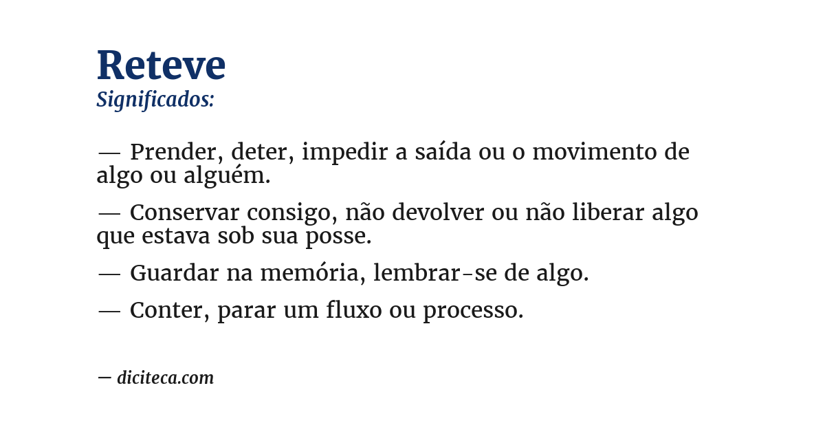 Significado de reteve