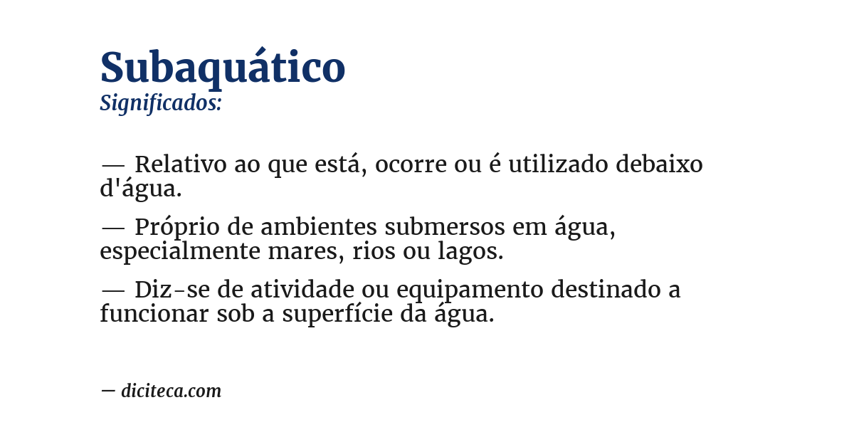 Significado de subaquático