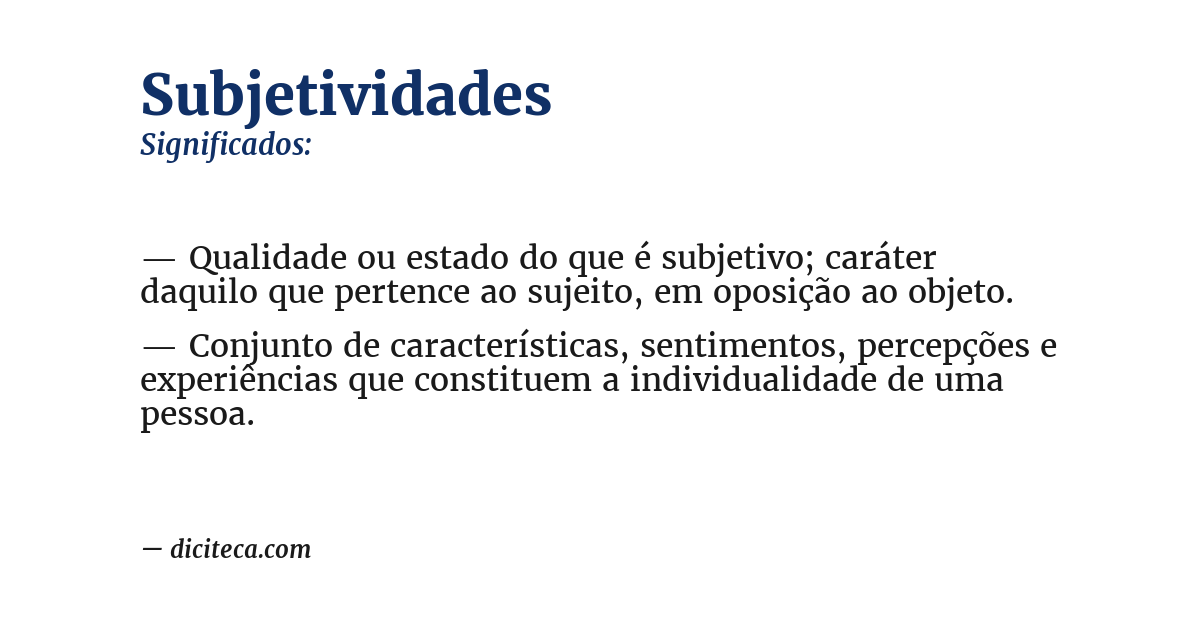 Significado de subjetividades