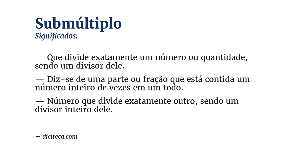 Significado de submúltiplo