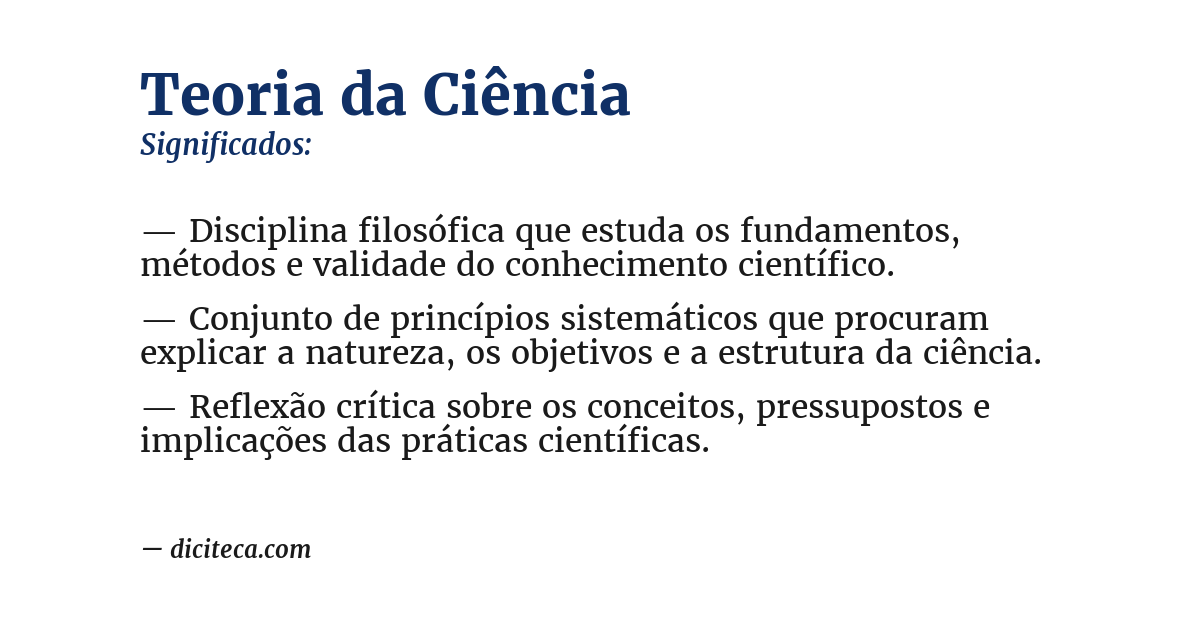 Significado de teoria da ciência