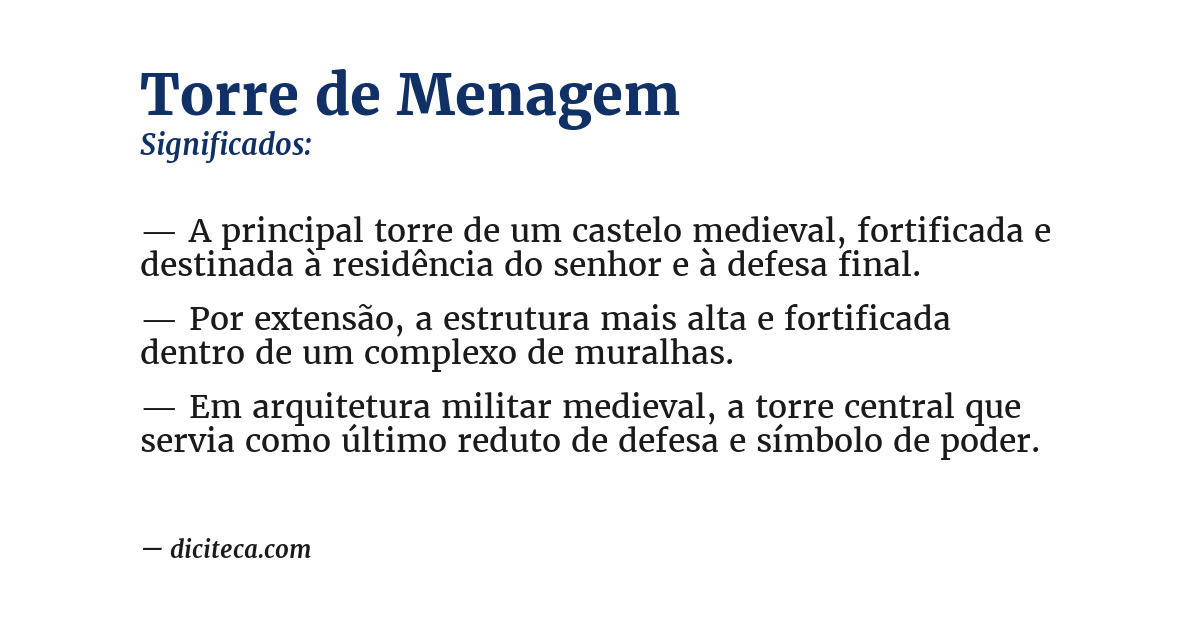 Significado de torre de menagem