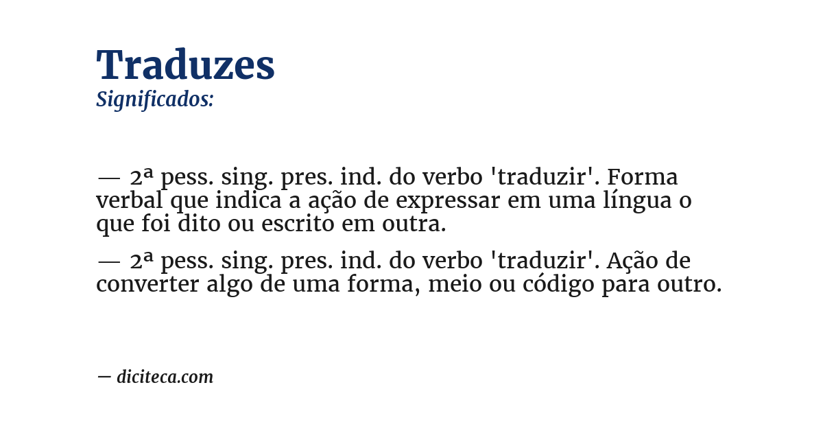 Significado de traduzes