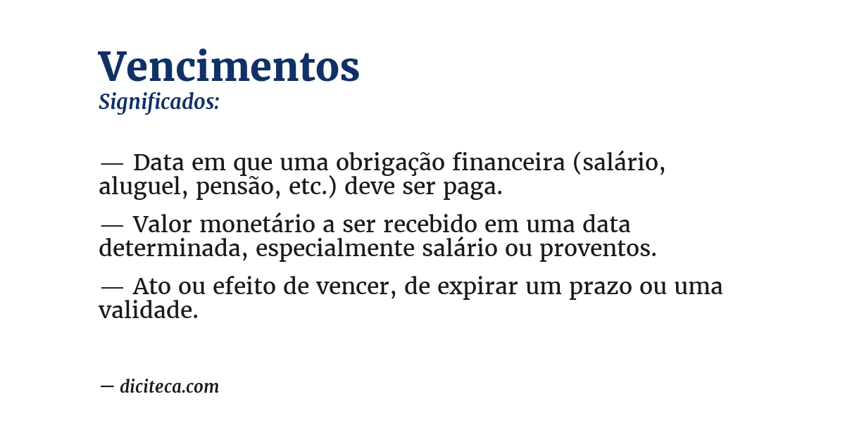 Significado de vencimentos