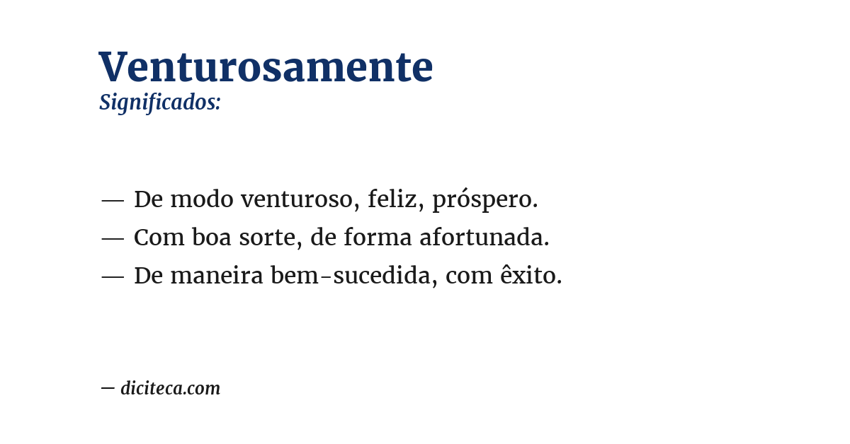 Significado de venturosamente