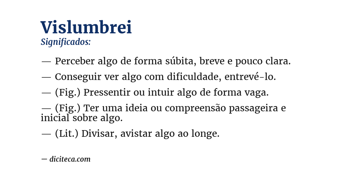 Significado de vislumbrei