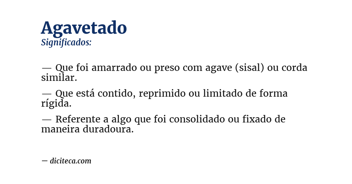 Significado de agavetado