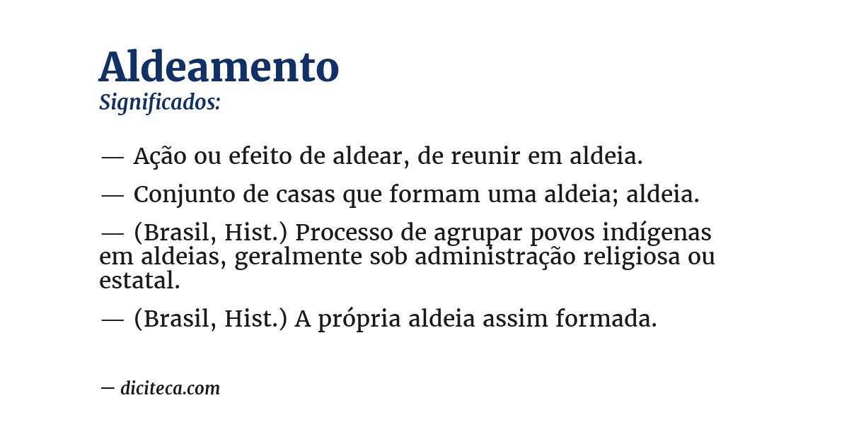 Significado de aldeamento