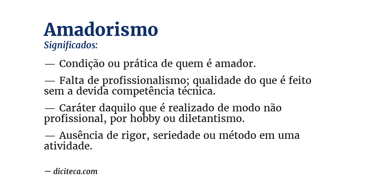 Significado de amadorismo