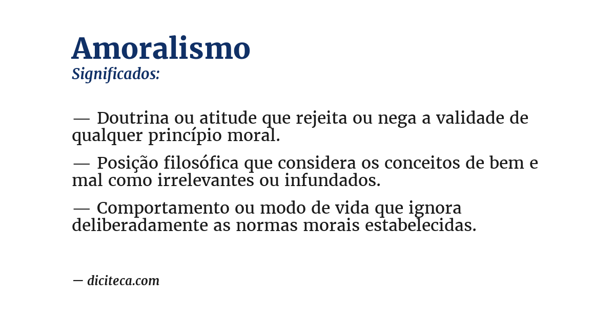 Significado de amoralismo