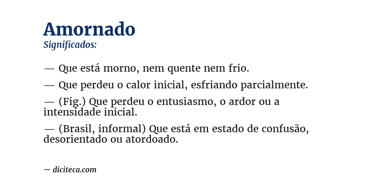 Significado de amornado