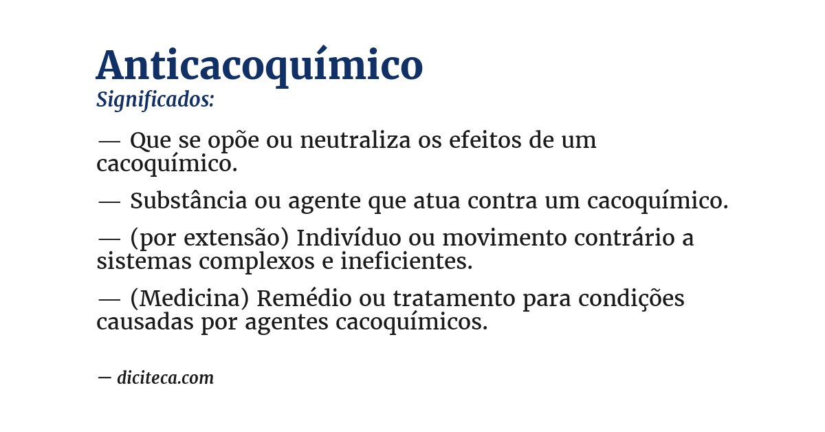 Significado de anticacoquímico