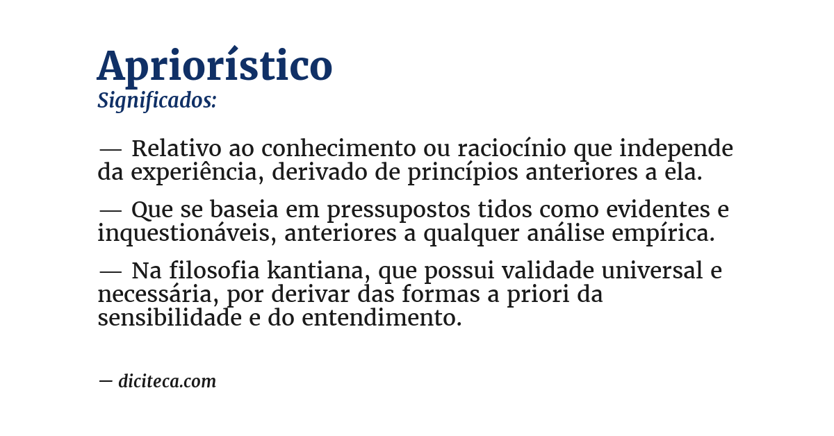 Significado de apriorístico