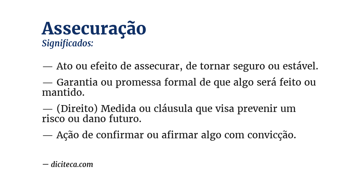 Significado de assecuração