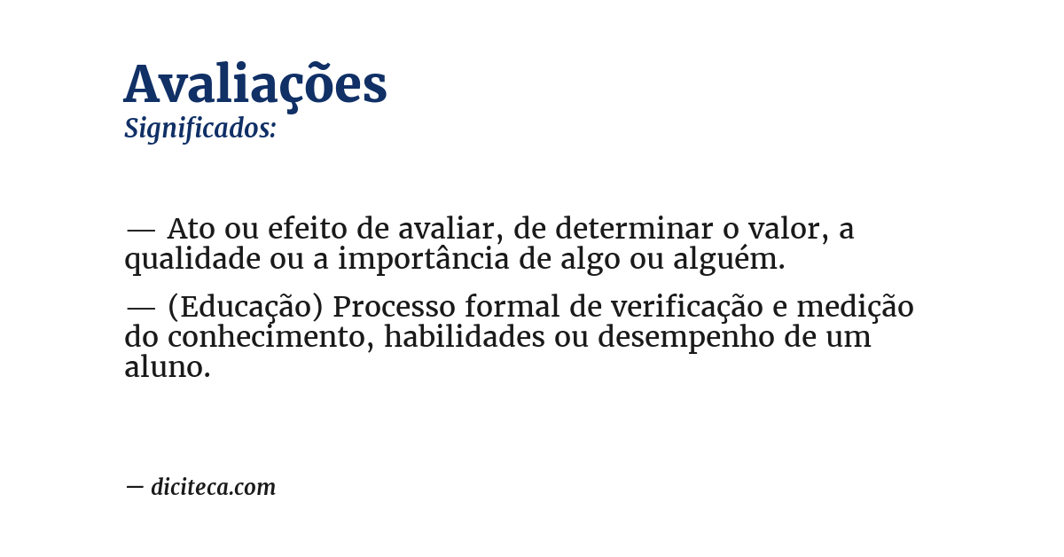 Significado de avaliações
