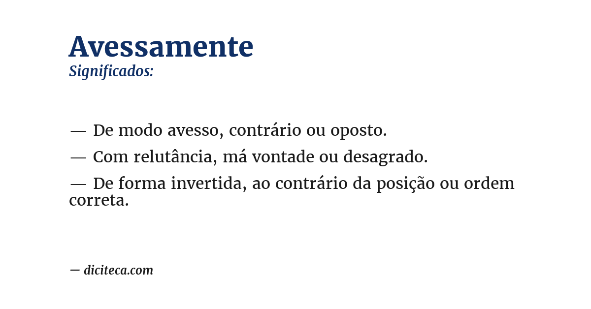 Significado de avessamente