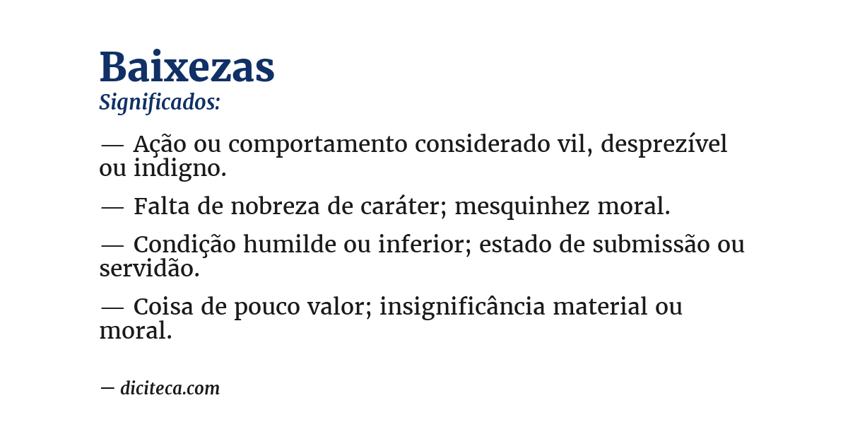 Significado de baixezas