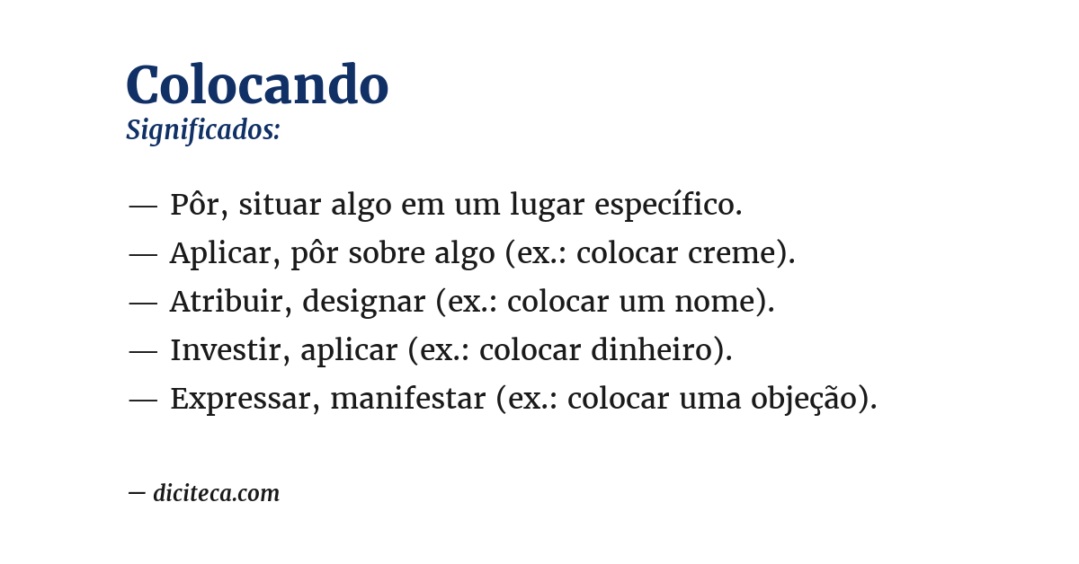 Significado de colocando