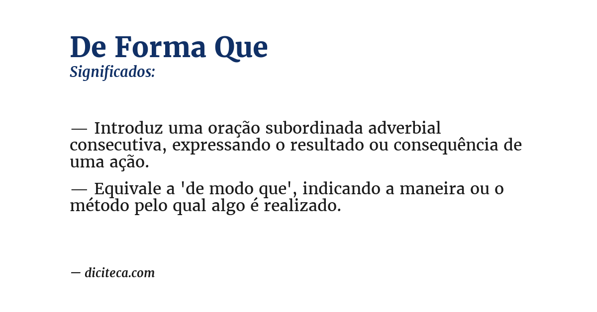 Significado de de forma que