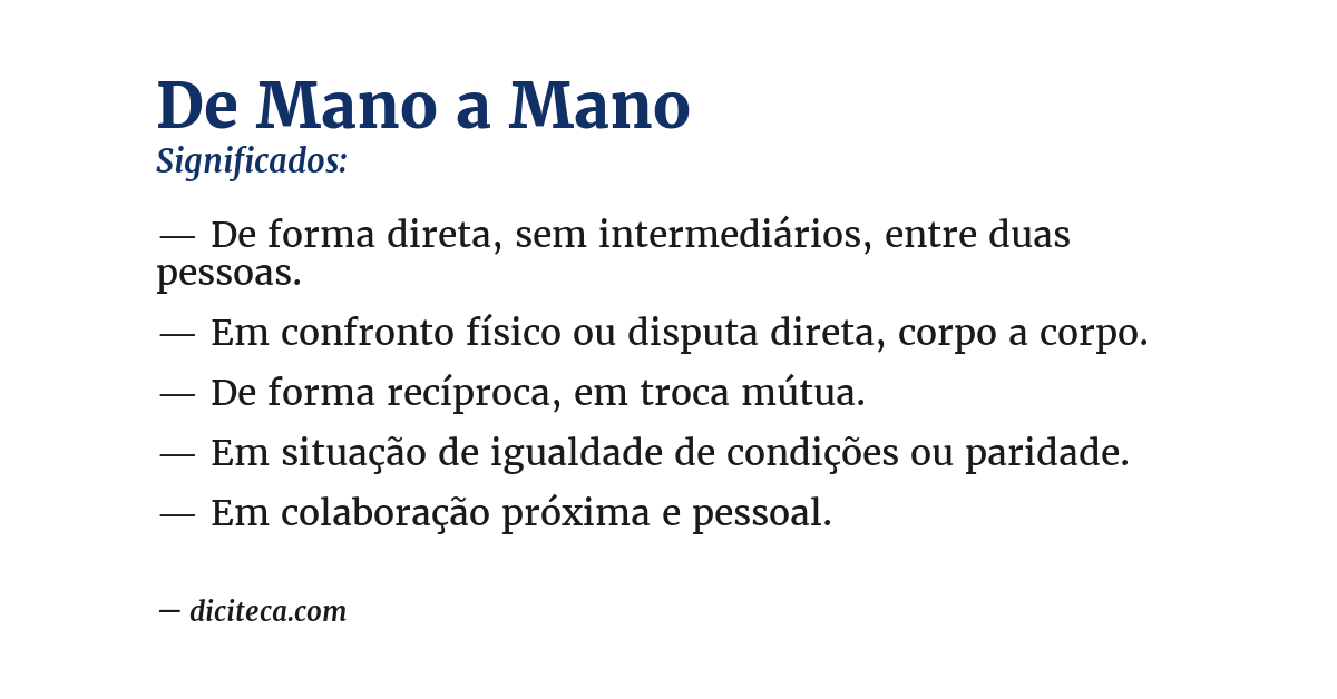 Significado de de mano a mano