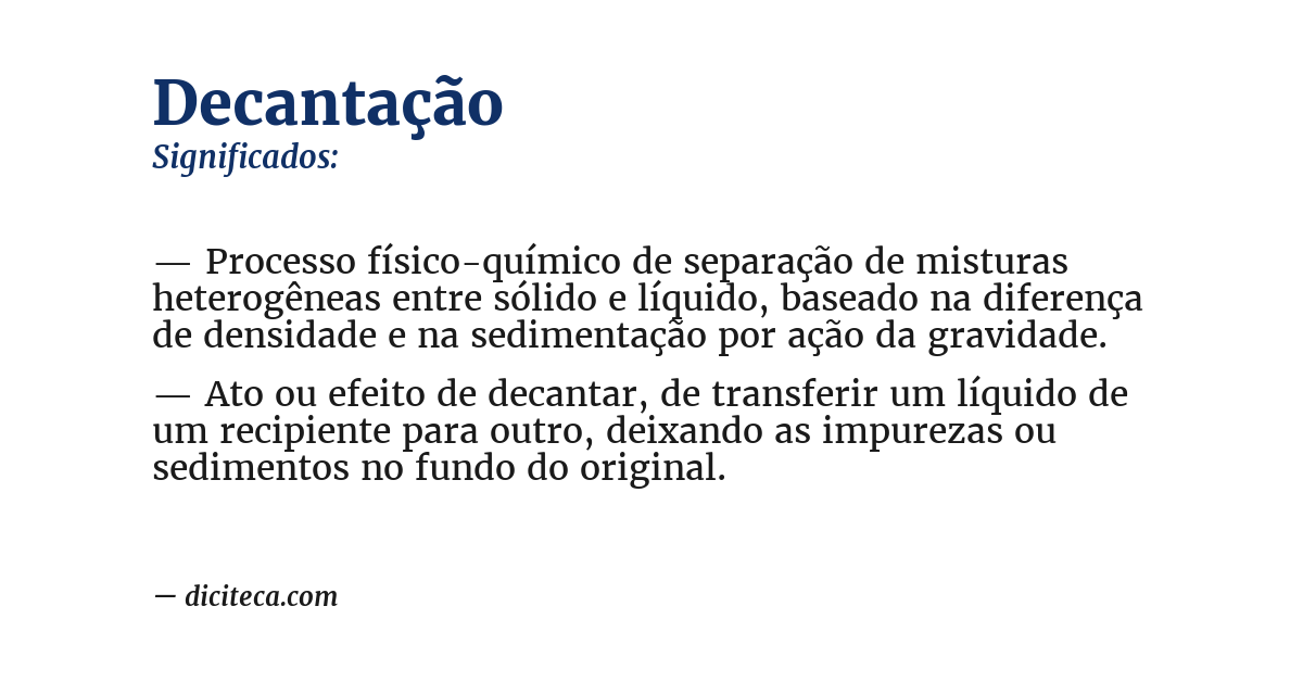 Significado de decantação