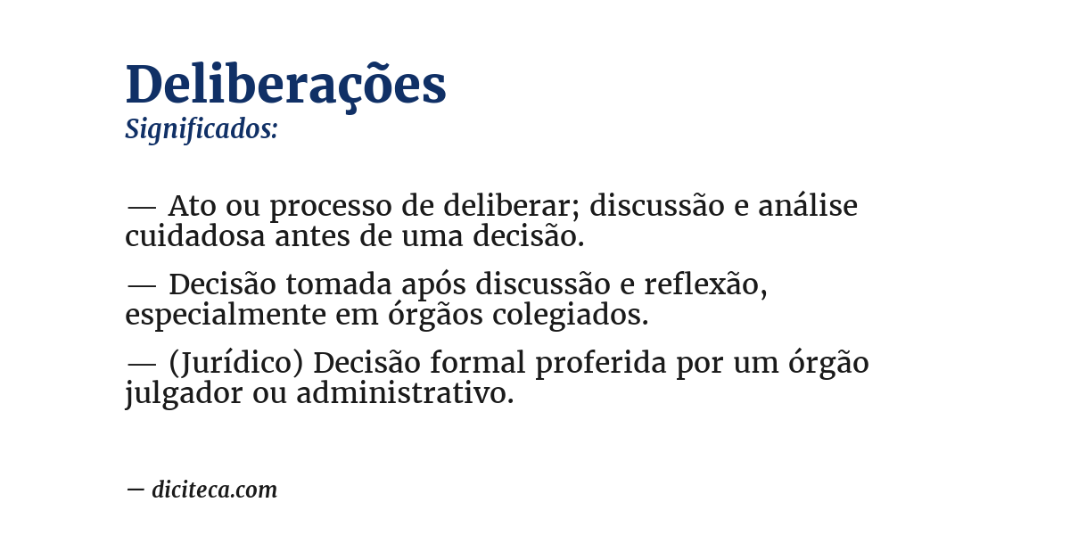 Significado de deliberações