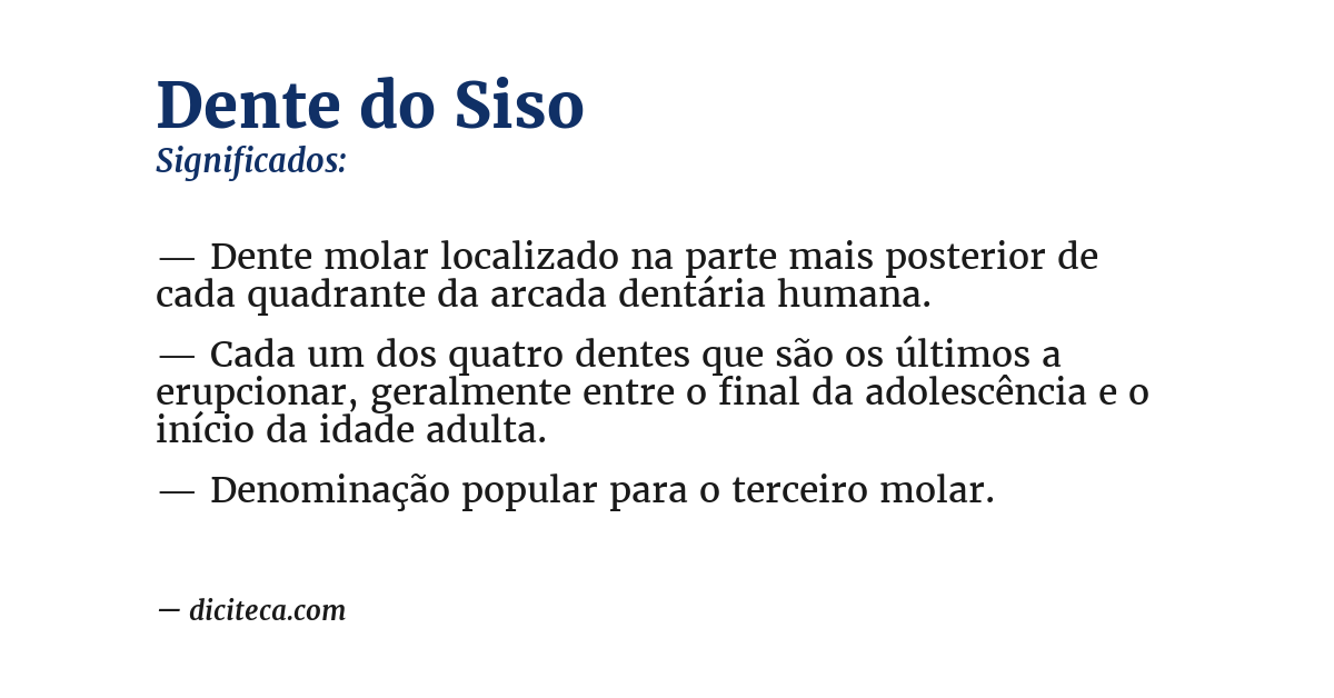 Significado de dente do siso