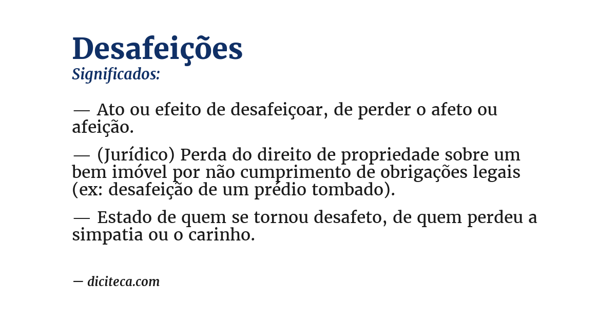 Significado de desafeições