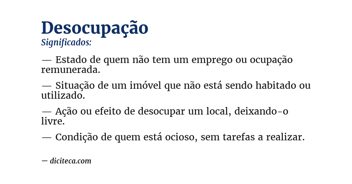 Significado de desocupação