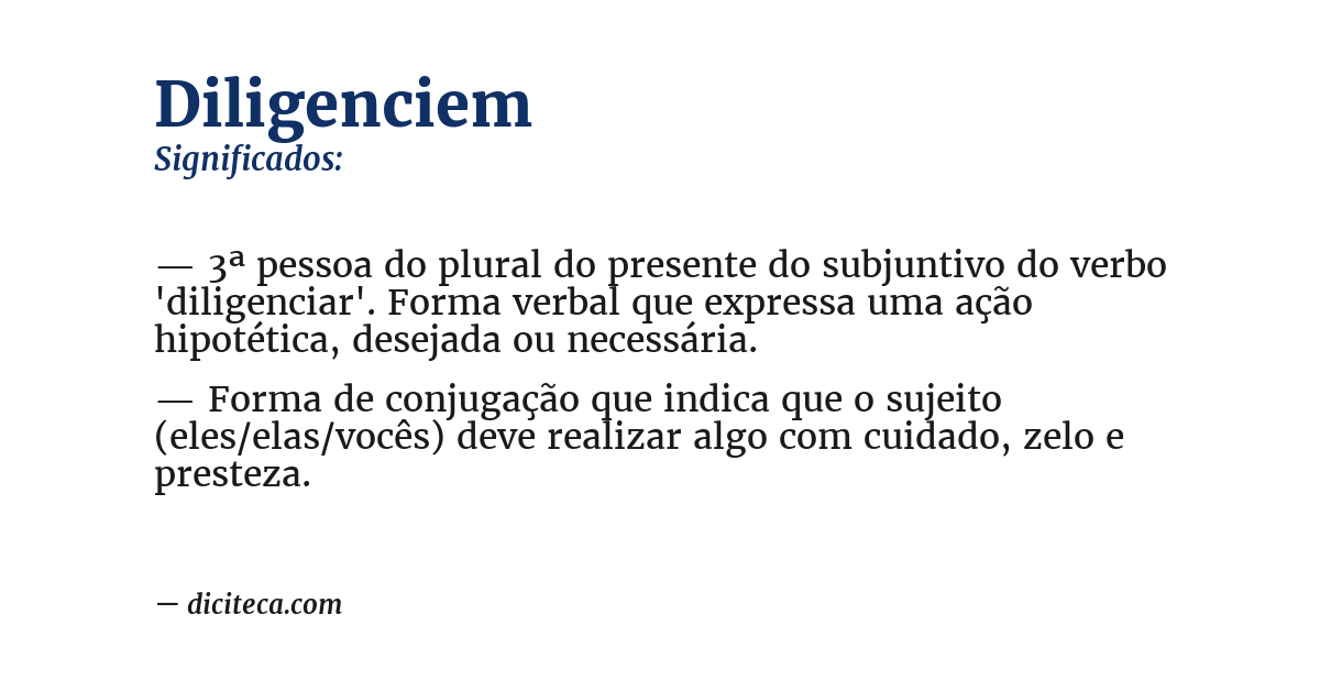Significado de diligenciem