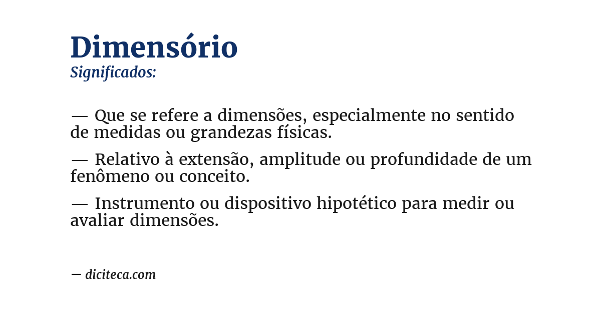 Significado de dimensório