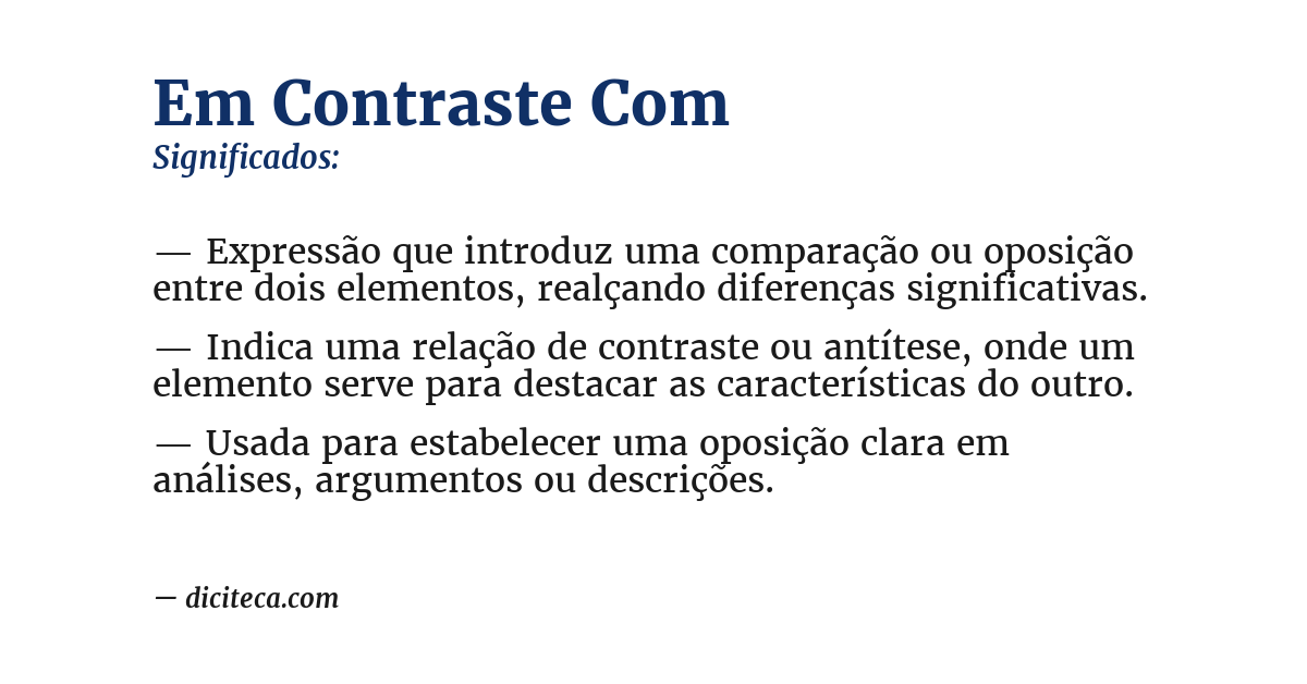 Significado de em contraste com