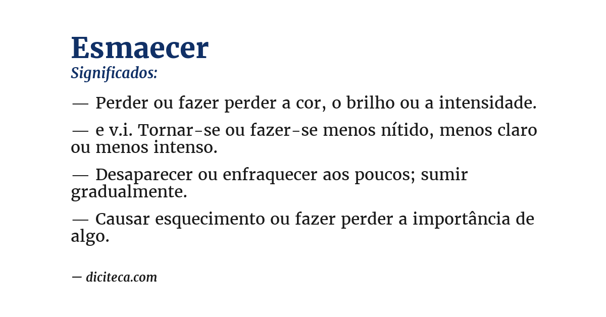Significado de esmaecer