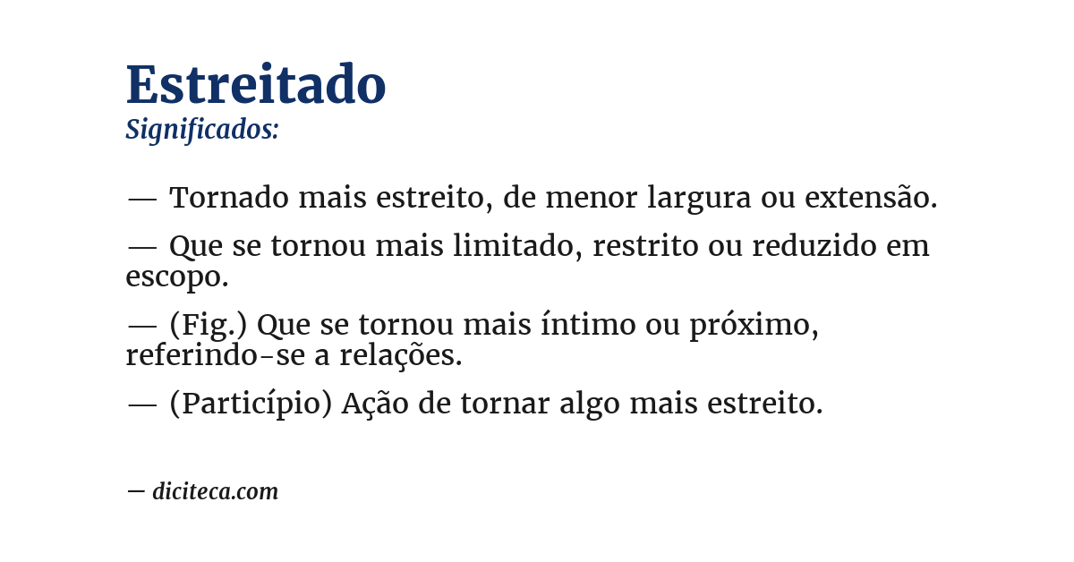 Significado de estreitado