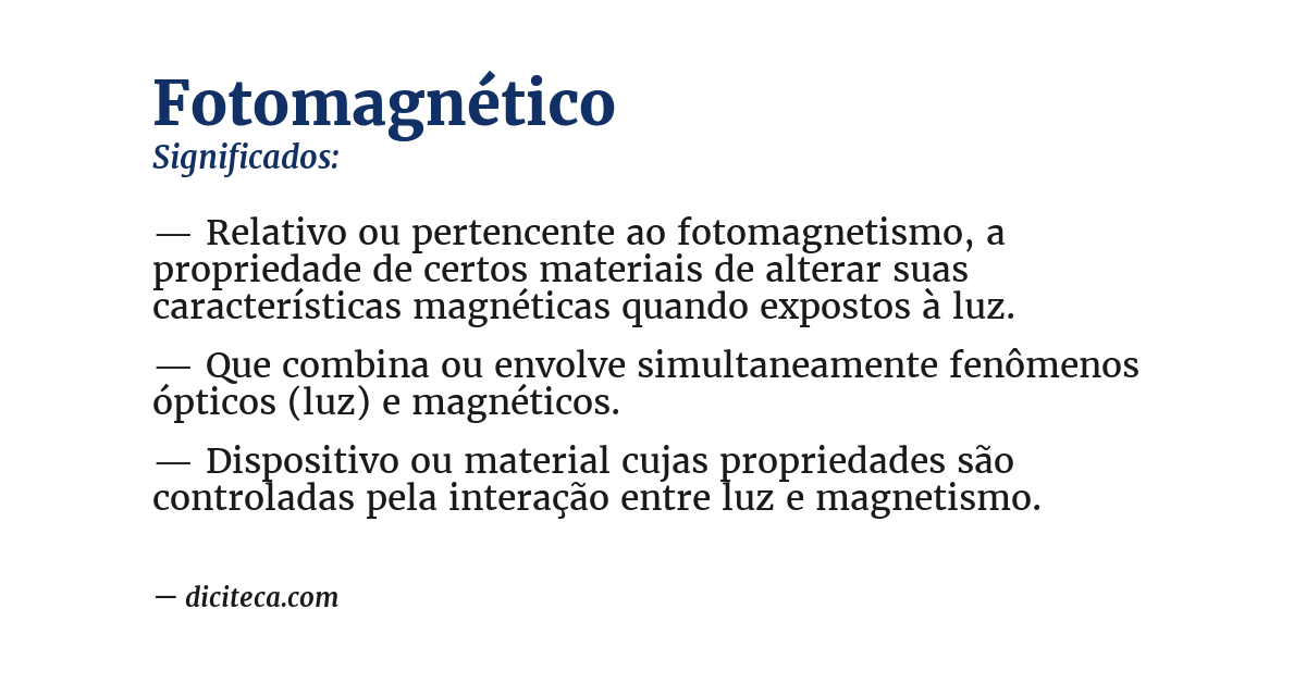 Significado de fotomagnético