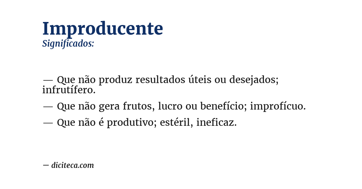 Significado de improducente