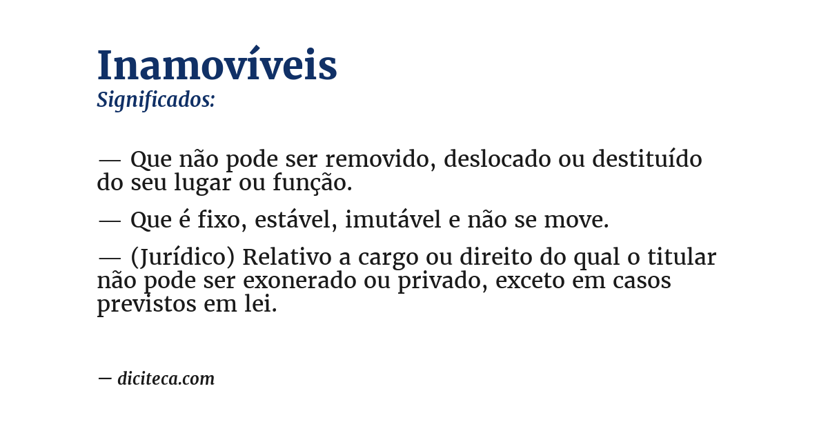 Significado de inamovíveis