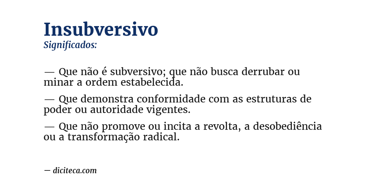 Significado de insubversivo