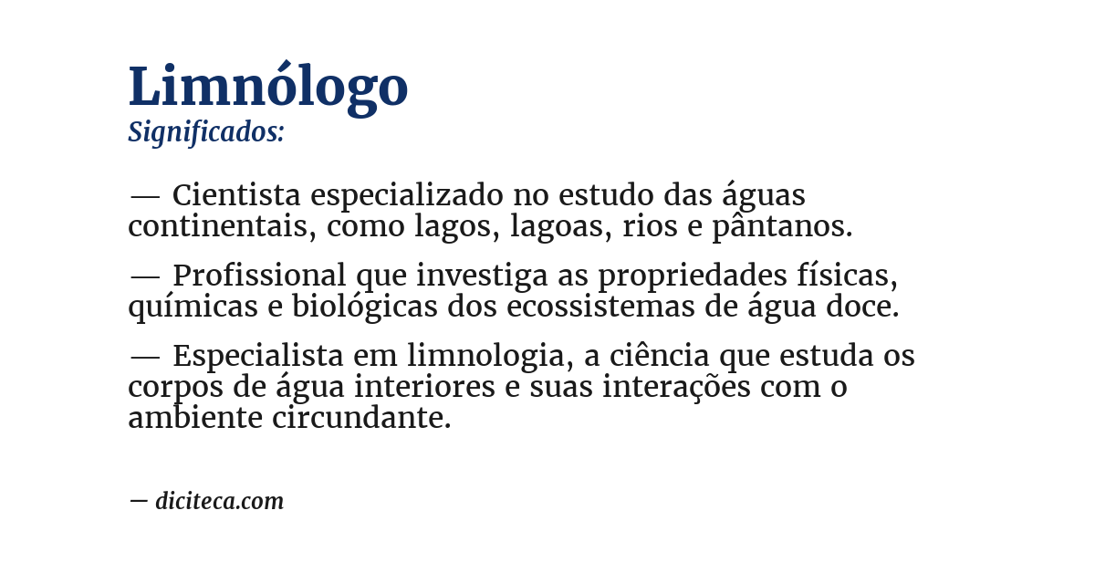 Significado de limnólogo