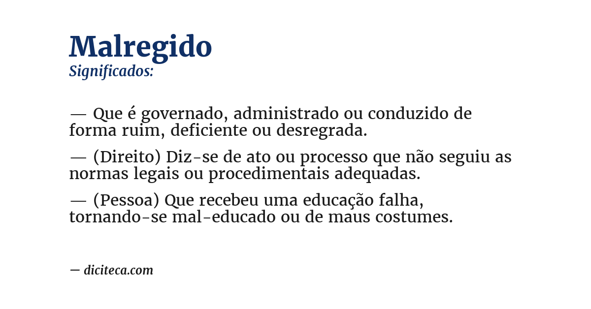 Significado de malregido