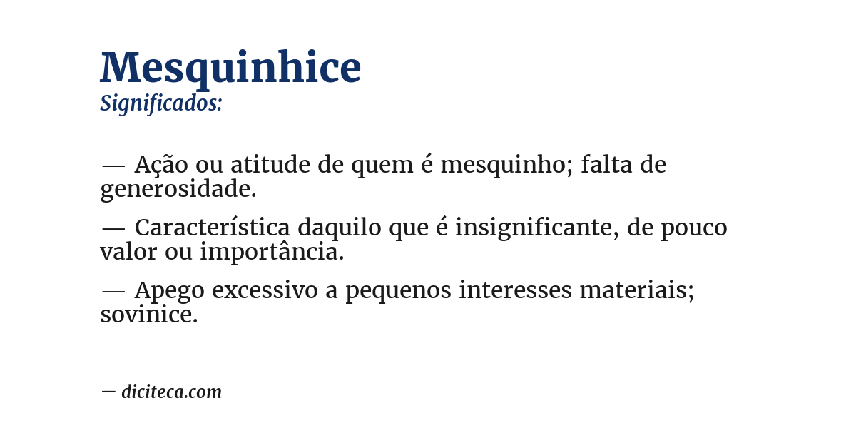 Significado de mesquinhice