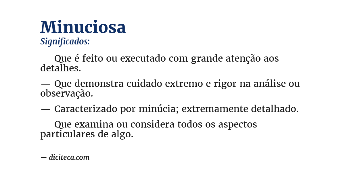 Significado de minuciosa