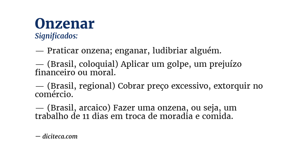 Significado de onzenar