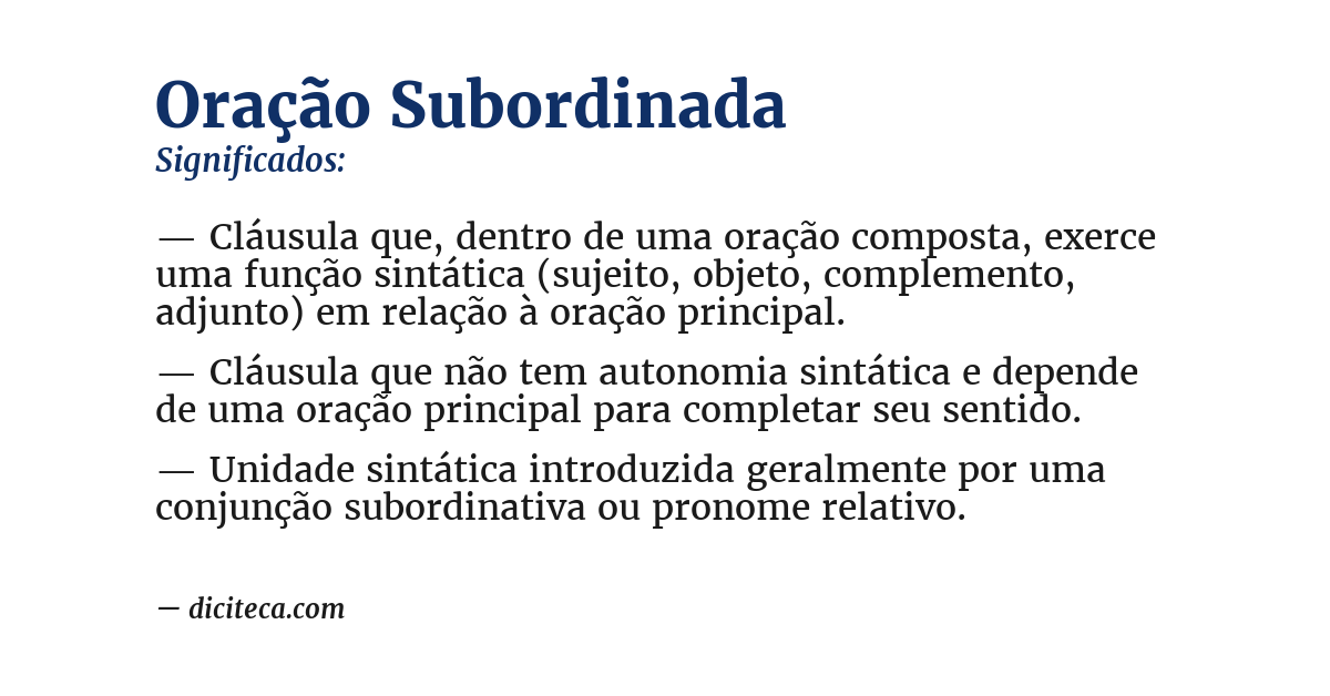 Significado de oração subordinada