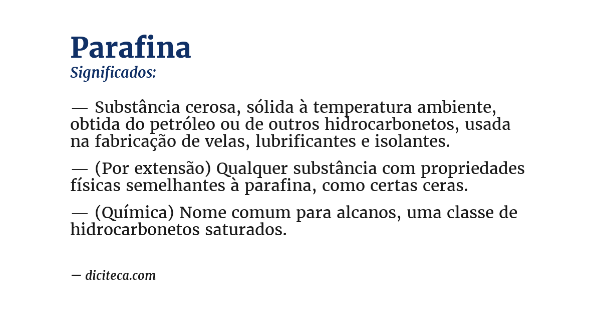 Significado de parafina