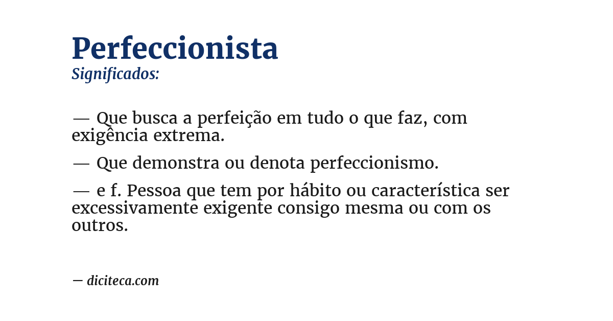 Significado de perfeccionista