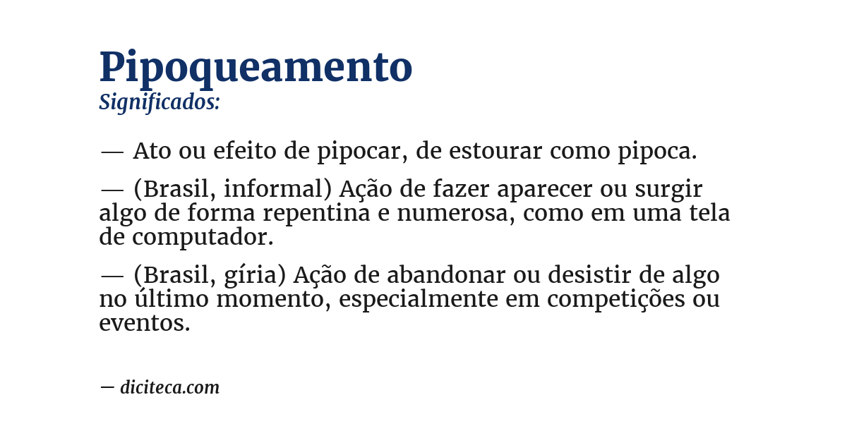 Significado de pipoqueamento