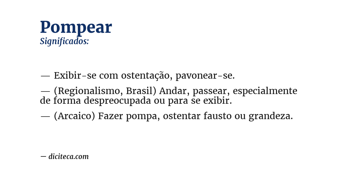 Significado de pompear