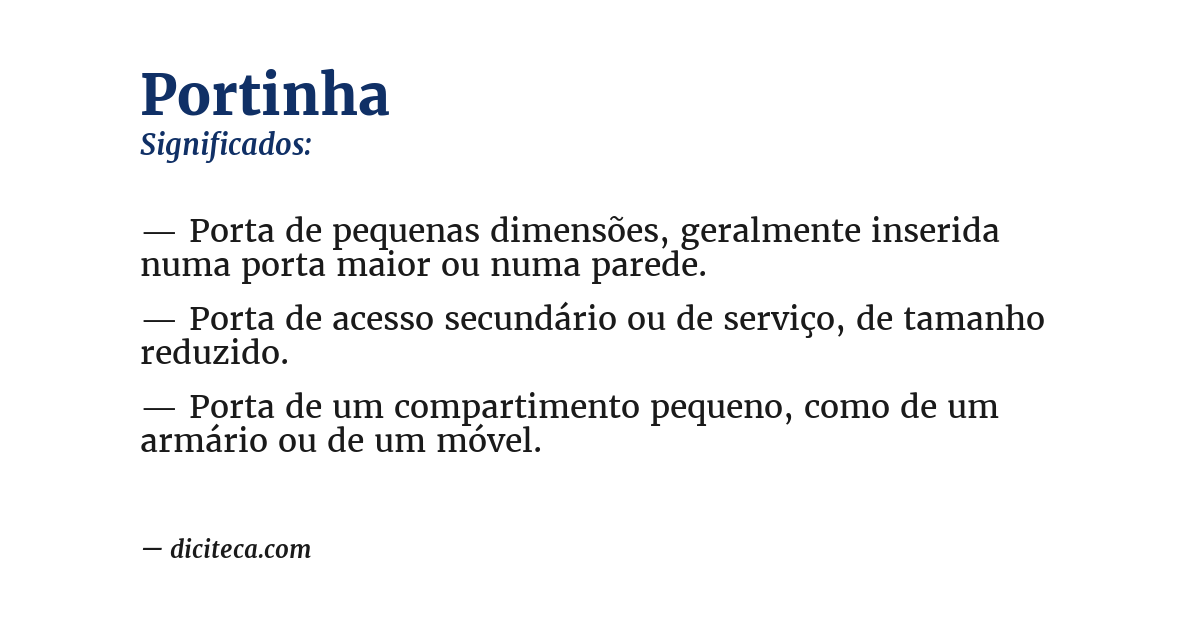 Significado de portinha