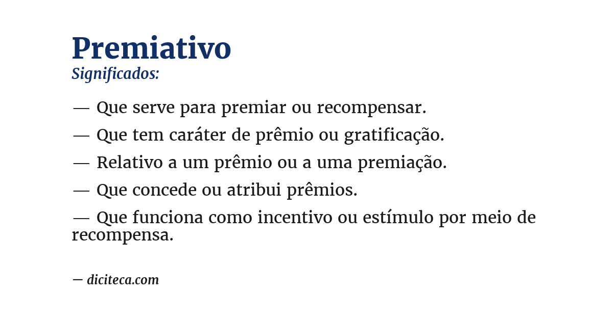 Significado de premiativo